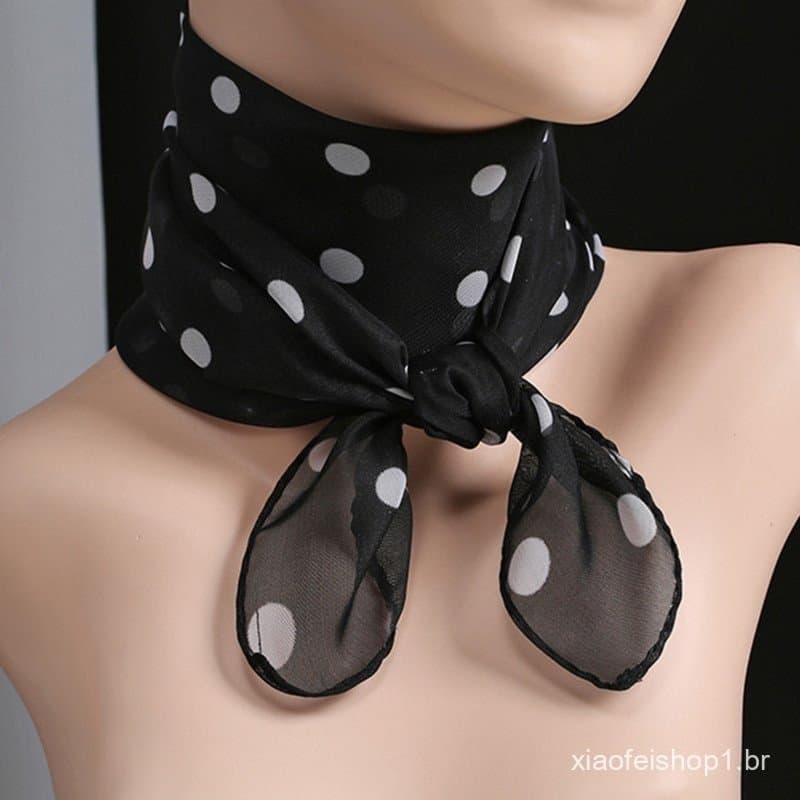 1 Peça Lenço Quadrado Pequeno De Bolinhas Feminino Com Estampado , Seda