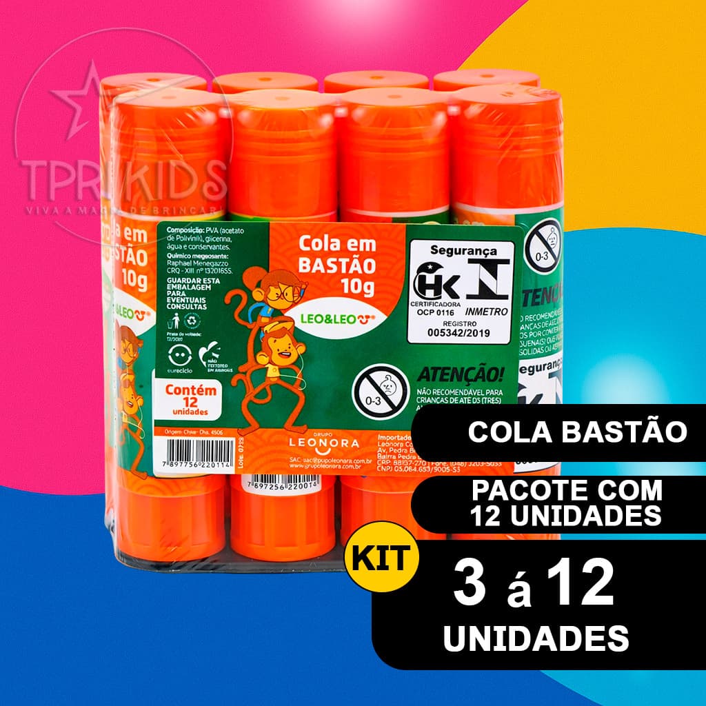 Kit 3 a 12 Colas Bastão 10g Secagem Rápida Lavável Material Escolar Fixação Forte