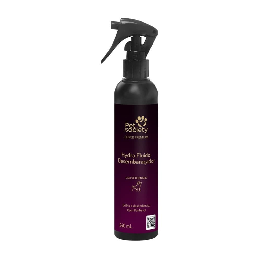 Fluido Desembaraçador Pelos Brilhantes para Cães e Gatos Hydra Super Premium Pet Society - 240ml
