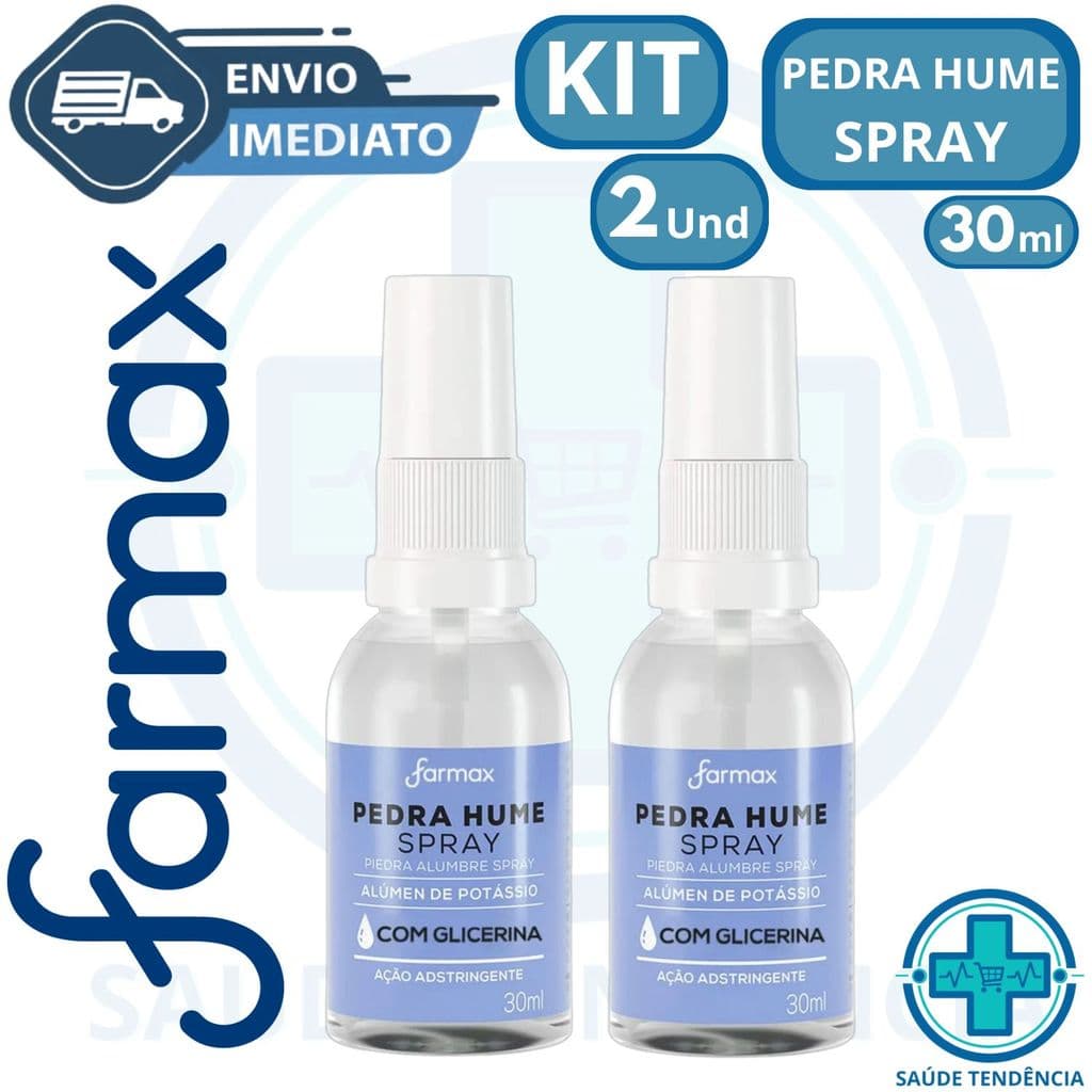 KIT 2 Pedra Hume Spray Com Glicerina 30ml Farmax