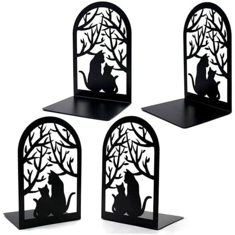 Extremidades De Livros , Suportes Para De Metal Decorativos Gatos Pesados , Rolha De Livro Antiderrapante Preta , 7 x 4.