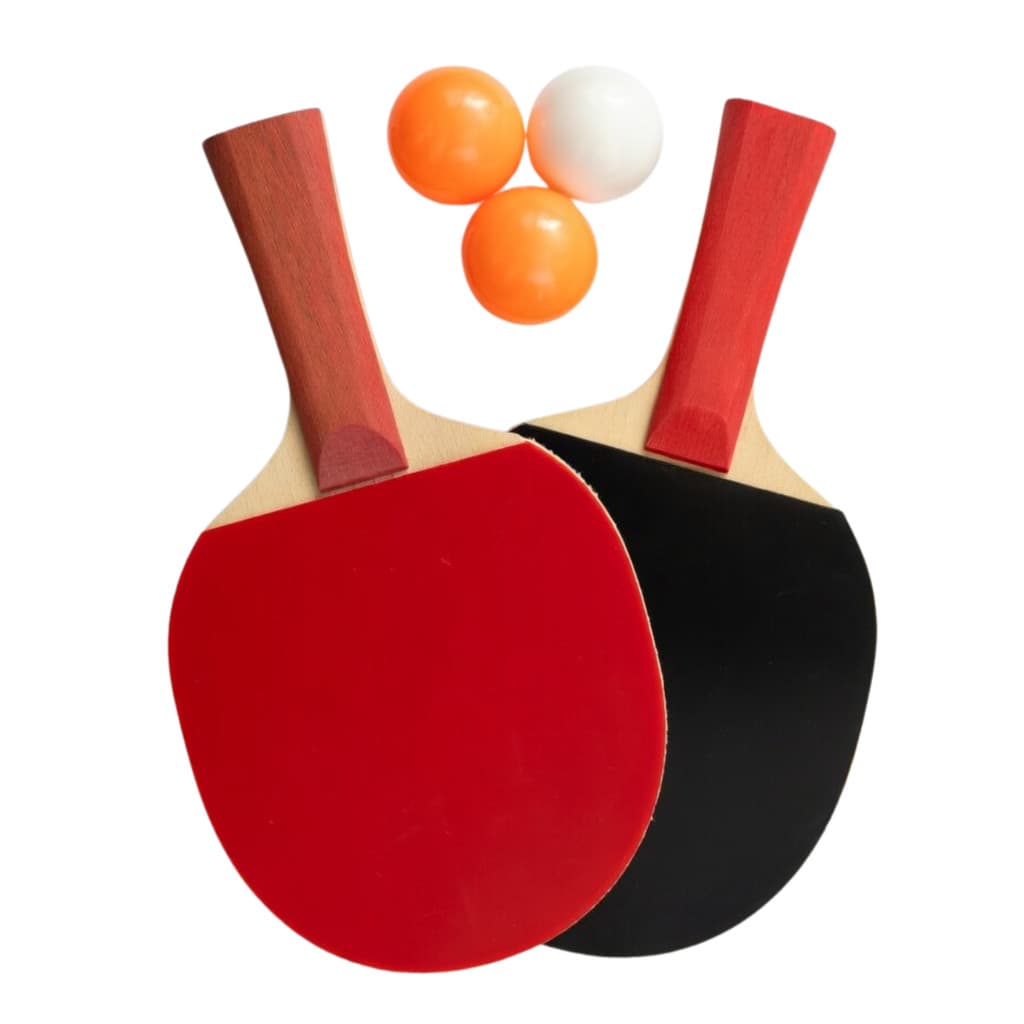 Kit Ping Pong Completo – 2 Raquetes 25cm + 3 Bolinhas | Pegada Clássica