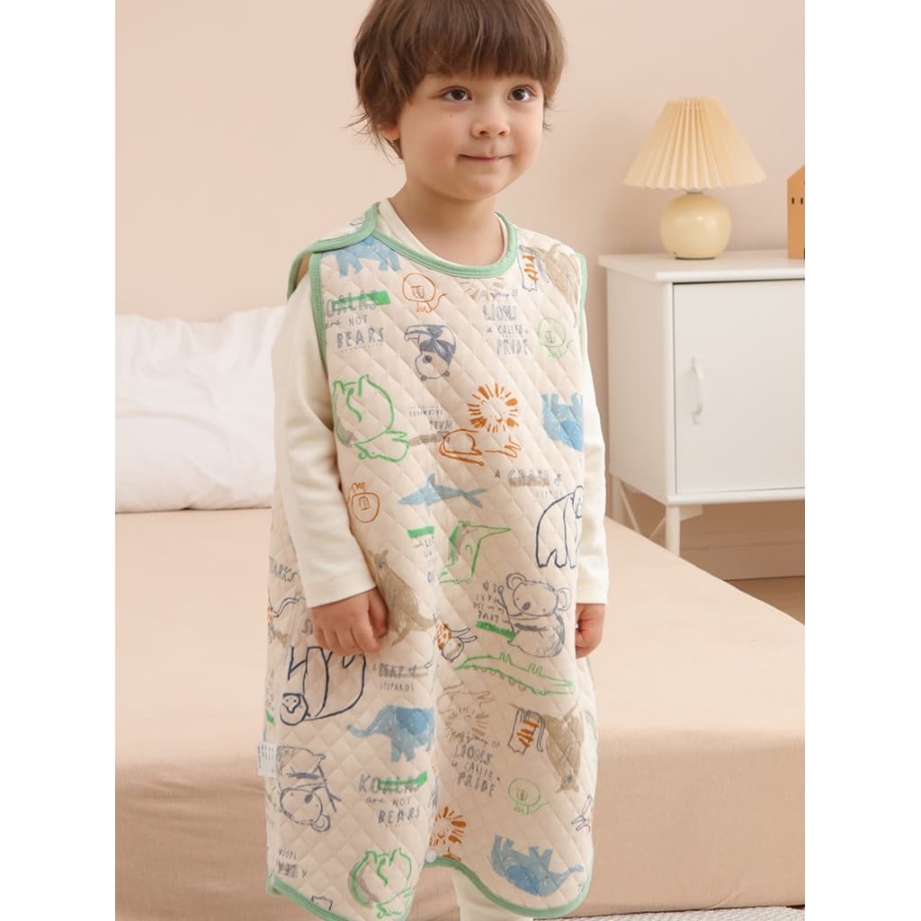 Saco de dormir para bebês de algodão puro primavera outono sem mangas colete bebê colcha à prova de chute estilo colete