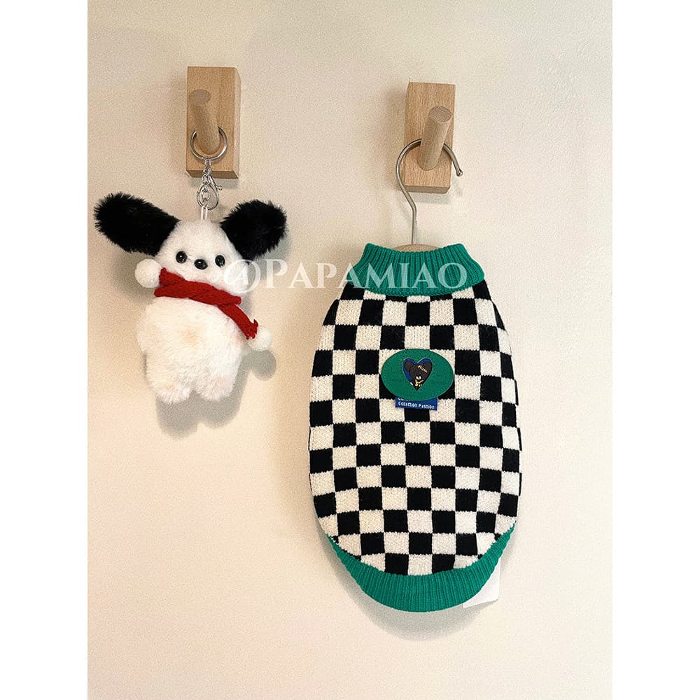 Novo preto branco xadrez camisola Pet gato roupas para cães Teddy Poodle pequeno cão quente outono inverno roupas