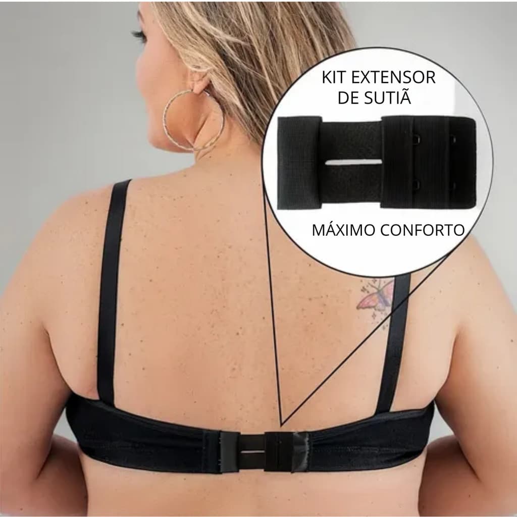 Kit com 3 Extensores de Sutiã Feminino Plus Size, com Elástico Premium e Ajuste Duplo