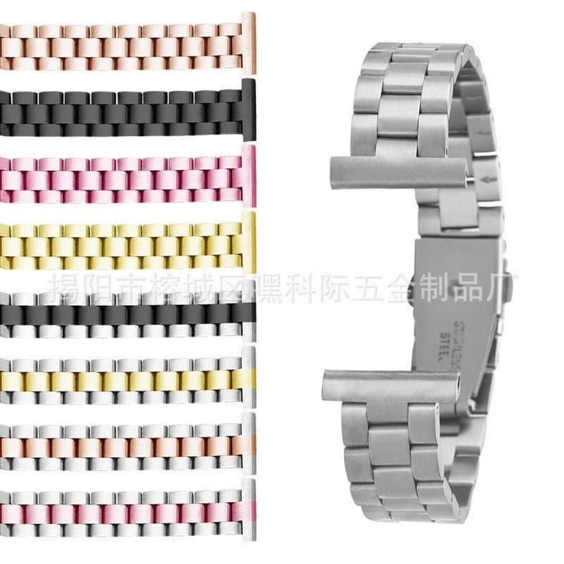 Compatível com Samsung Watch 8 e Huawei GT2 Pro, pulseira fina para relógio, pulseira em aço inoxidável de 14mm com três