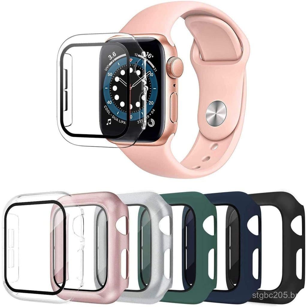 Adequado para capa protetora do iwatch67, nova capa integrada de PC+vidro temperado, capa protetora transparente, capa d