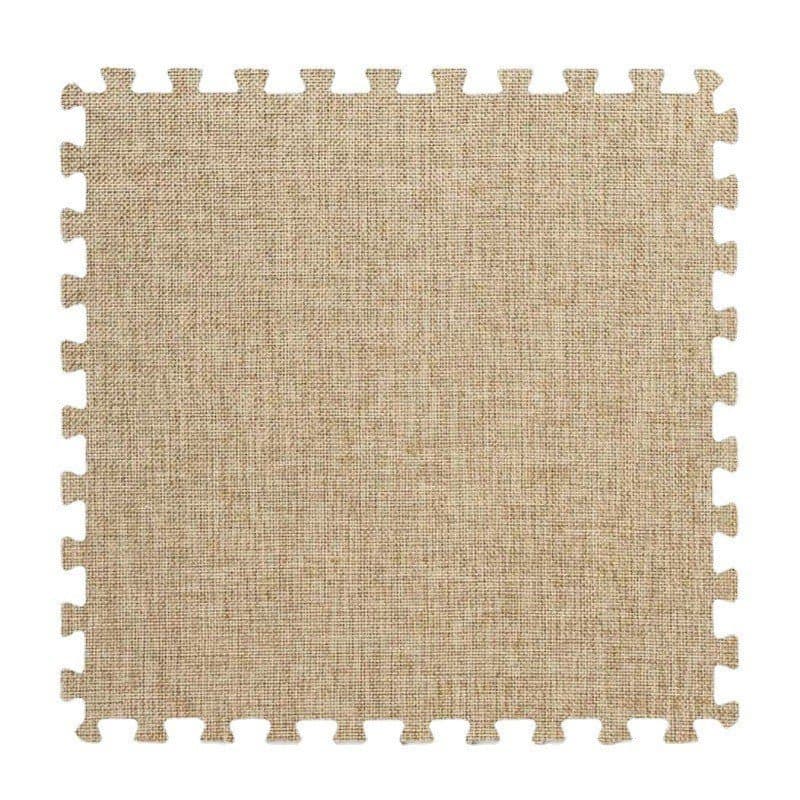 Tapete de linho estilo japonês, tapete de espuma de linho interligado, tapete de espuma tipo quebra-cabeça para quarto,