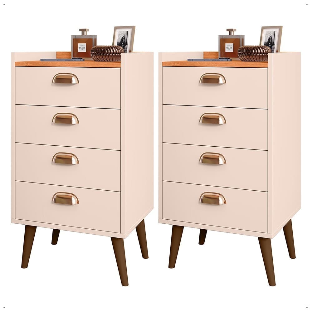 Kit mini comoda ou mesa de cabeceira  Monet 4 Gavetas para quarto ou escritorio