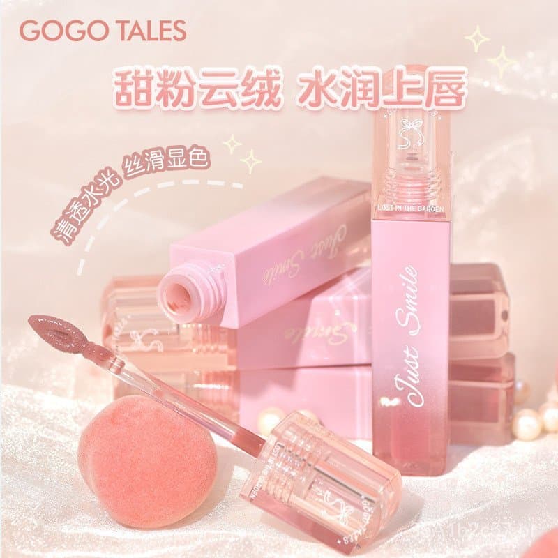 gogotales Gloss Labial Rosa Doce Efeito Nuvem Aveludado, Hidratante, Brilho Espelhado, Gloss Labial Efeito Vidro