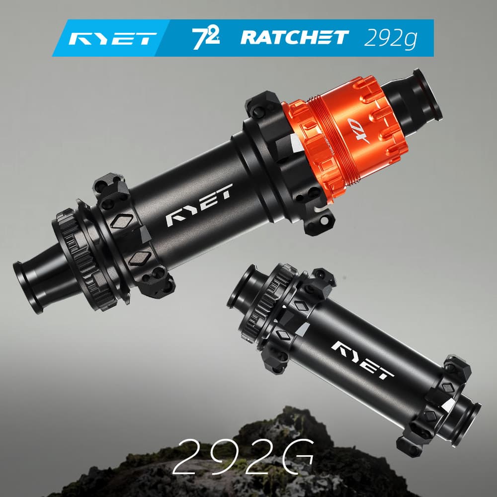 Cubo MTB Com Catraca RYET 72T Ultraleve 292g , Rolamentos Cerâmicos De Freio A Disco Centerlock/6 Parafusos Boost 15x110
