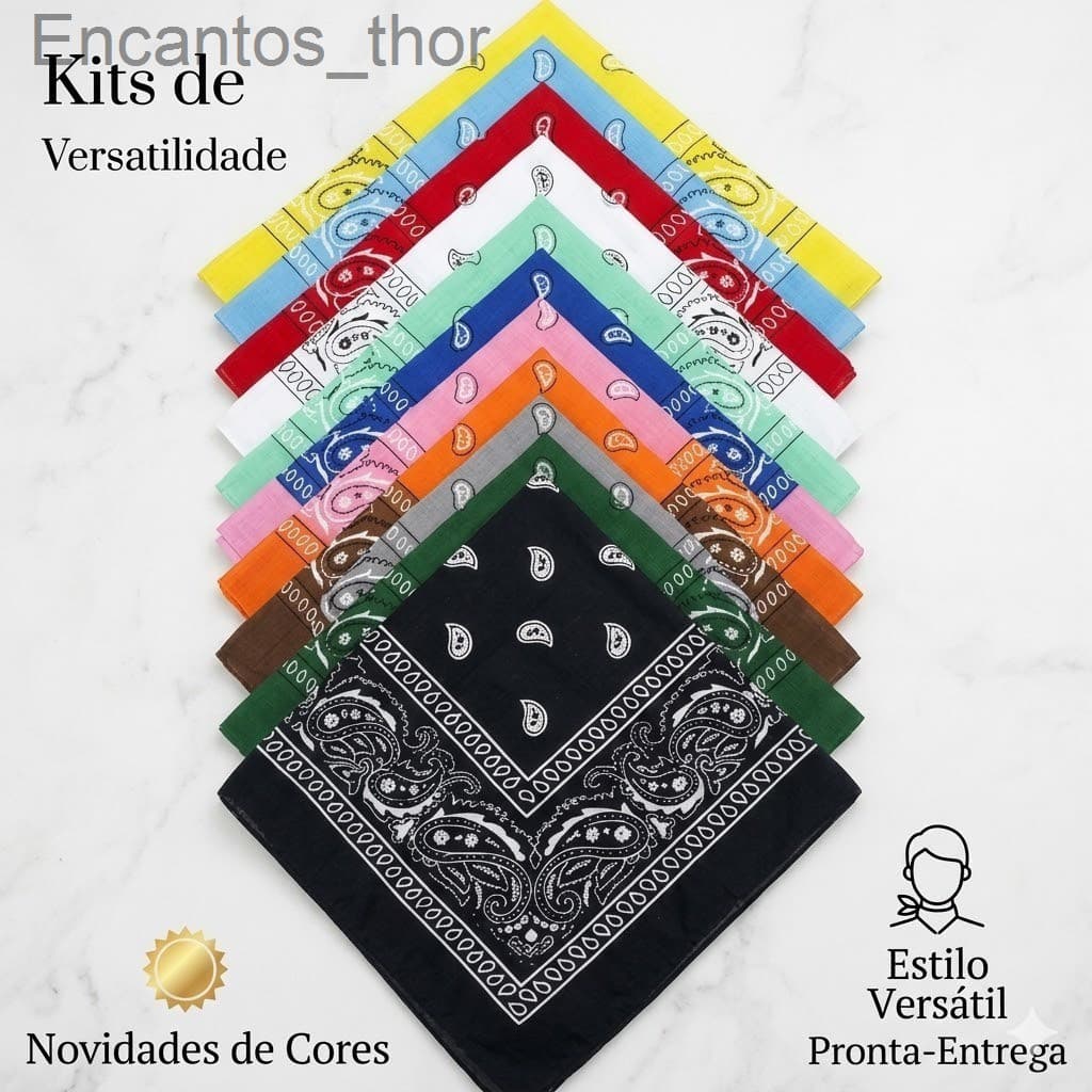12 Bandana Lenço estampado - Cores sortidas7ZKW