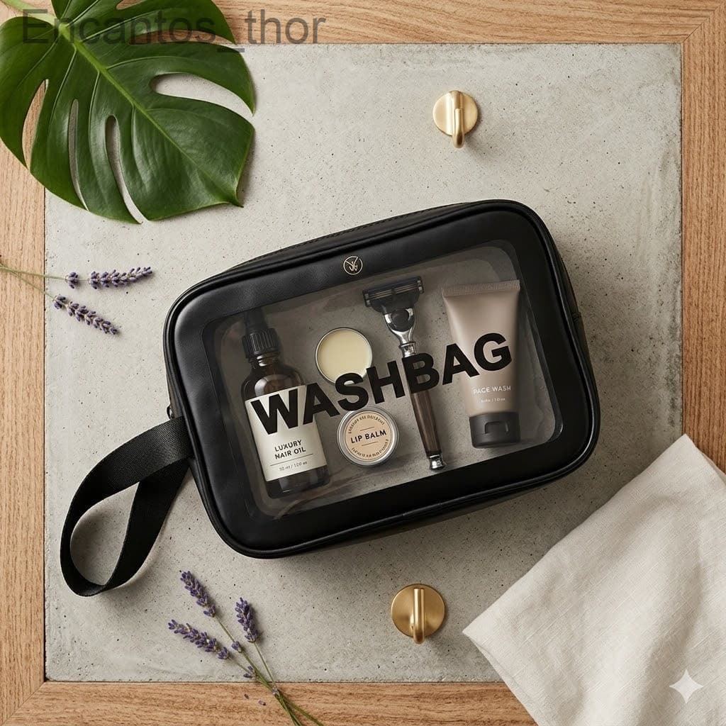 Necessaire Transparente WASHBAG com Alça - PretaMRB7
