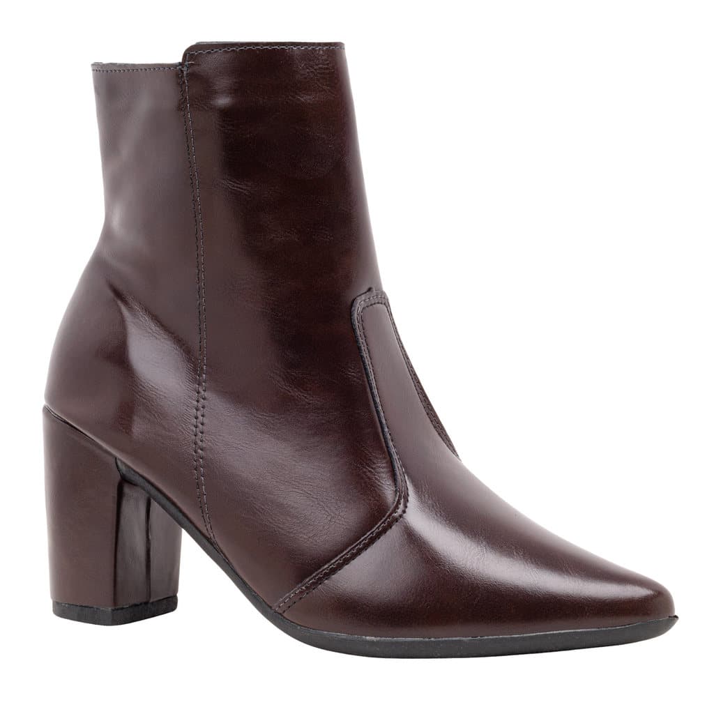 Bota Feminina Com Ziper Salto Medio Bico Fino Moda