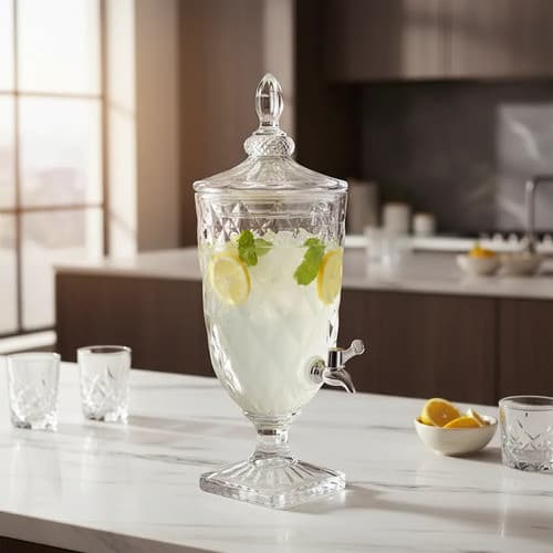 Suqueira De Vidro Cristal 3l Dispenser Diamante Torneira