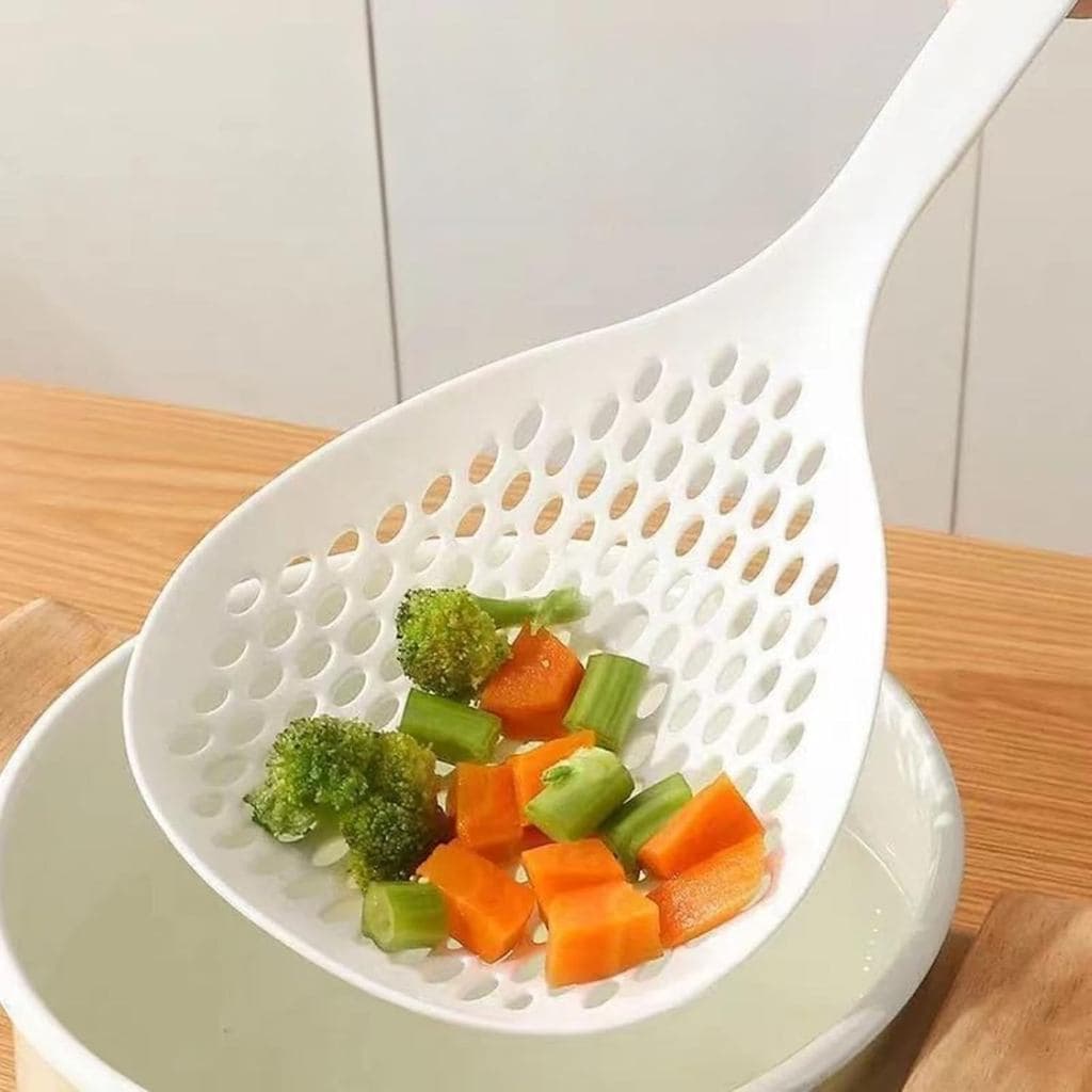 Conjunto de 1 peça de colheres coadores, colheres perfuradas para massas e espátulas para coar alimentos com cabos, adeq