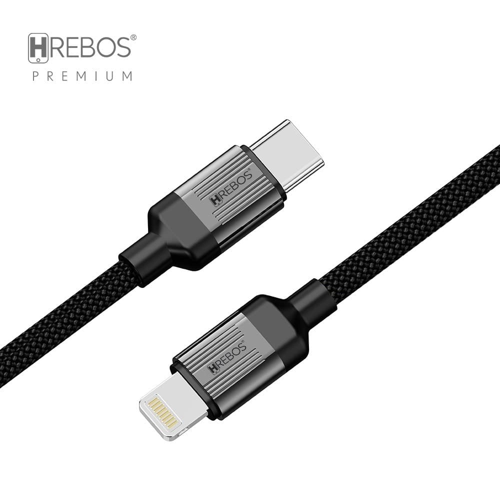 Hrebos Premium | Cabo NeoTech 1.2 Metro Preto Type-C x Lightning