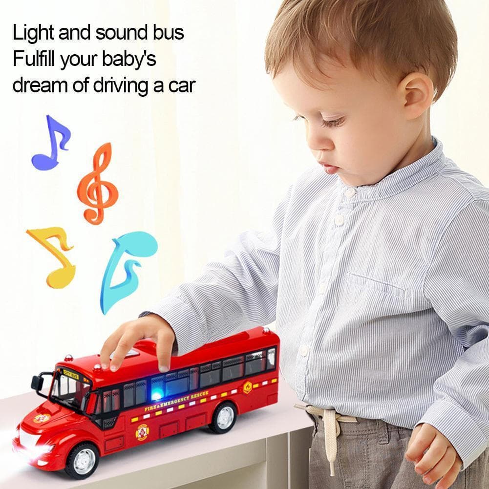 Brinquedo De Ônibus Escolar De Dupla Inércia Com Luz E Som-Modelo Deslizante Movido A Fricção De 19.5 Cm , Z2y2