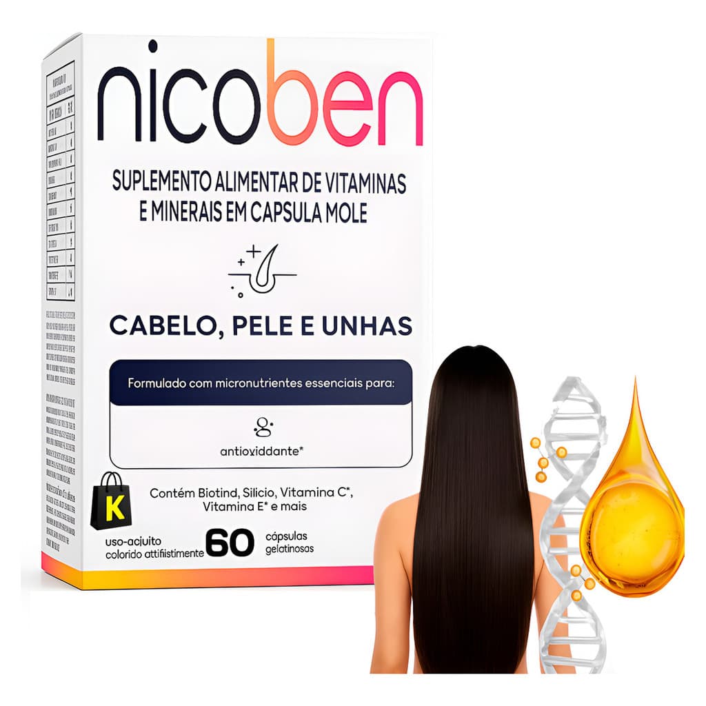 Suplemento Alimentar Nicoben Cabelo Pele Unhas Colágeno 60