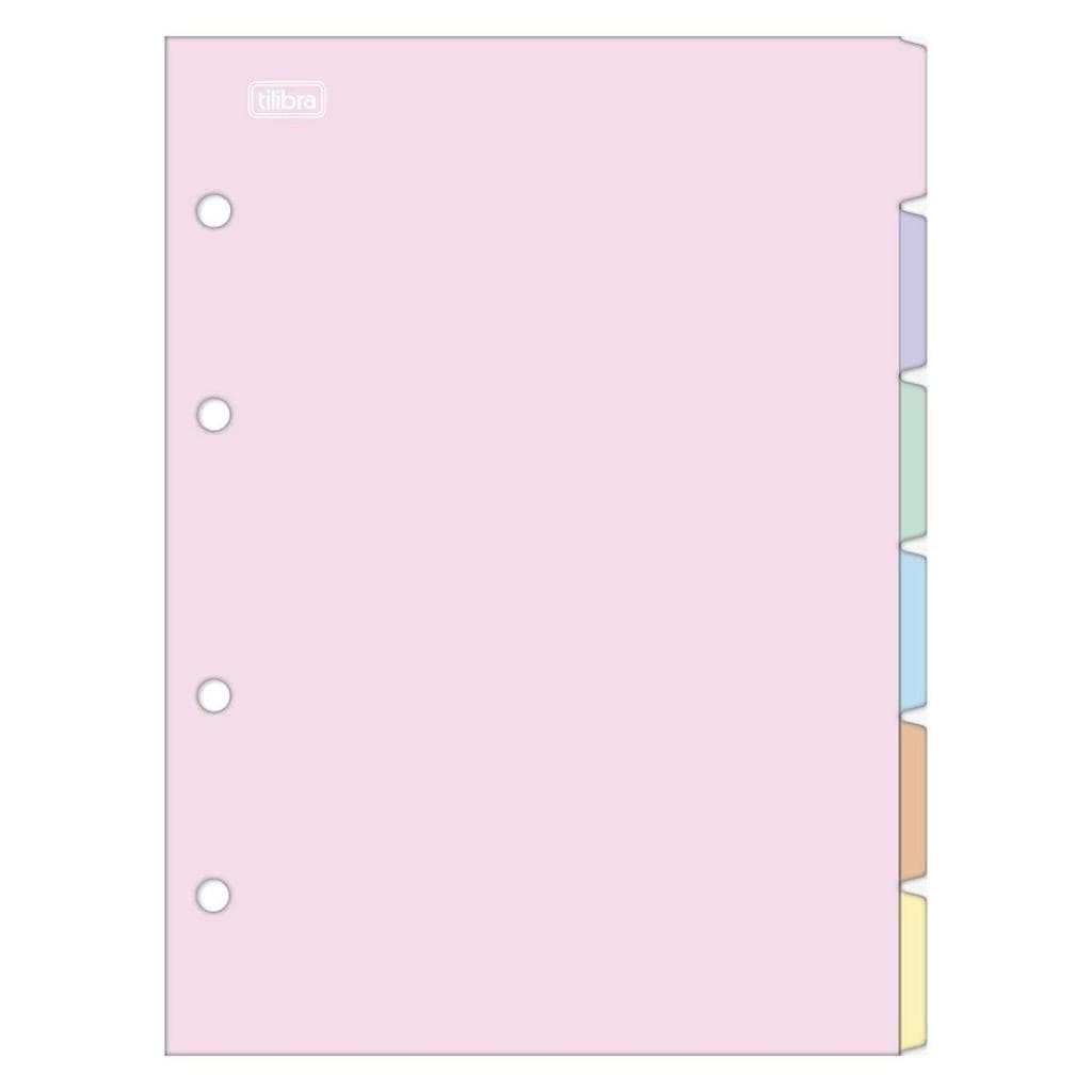 Kit com 6 Divisórias Para Caderno Argolado UNIVERSITARIO Tons Pasteis - Tilibra