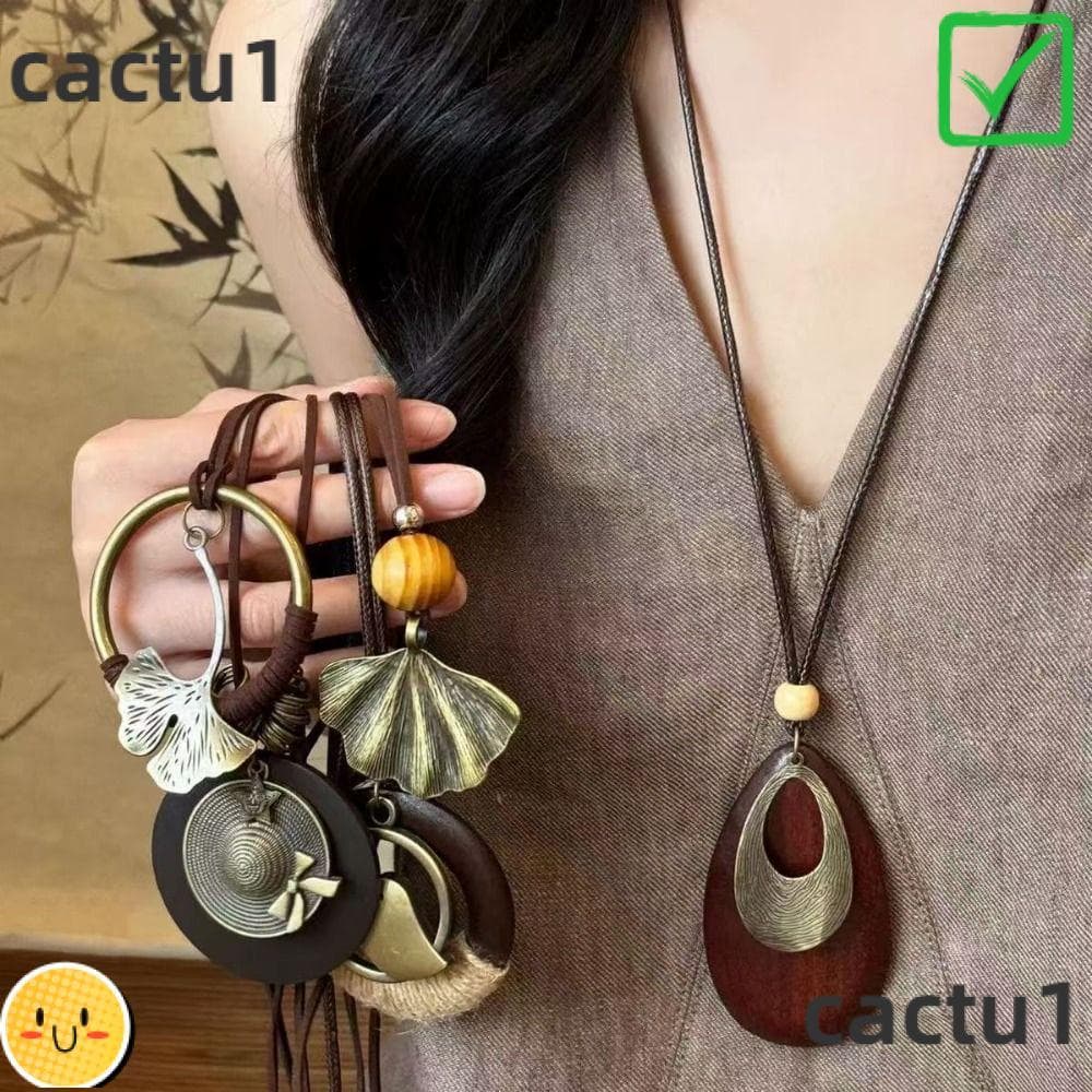 Colar Com Pingente CACTU , Corrente Longa De Suéter Étnico , Boho Vintage , Decorações De Festa