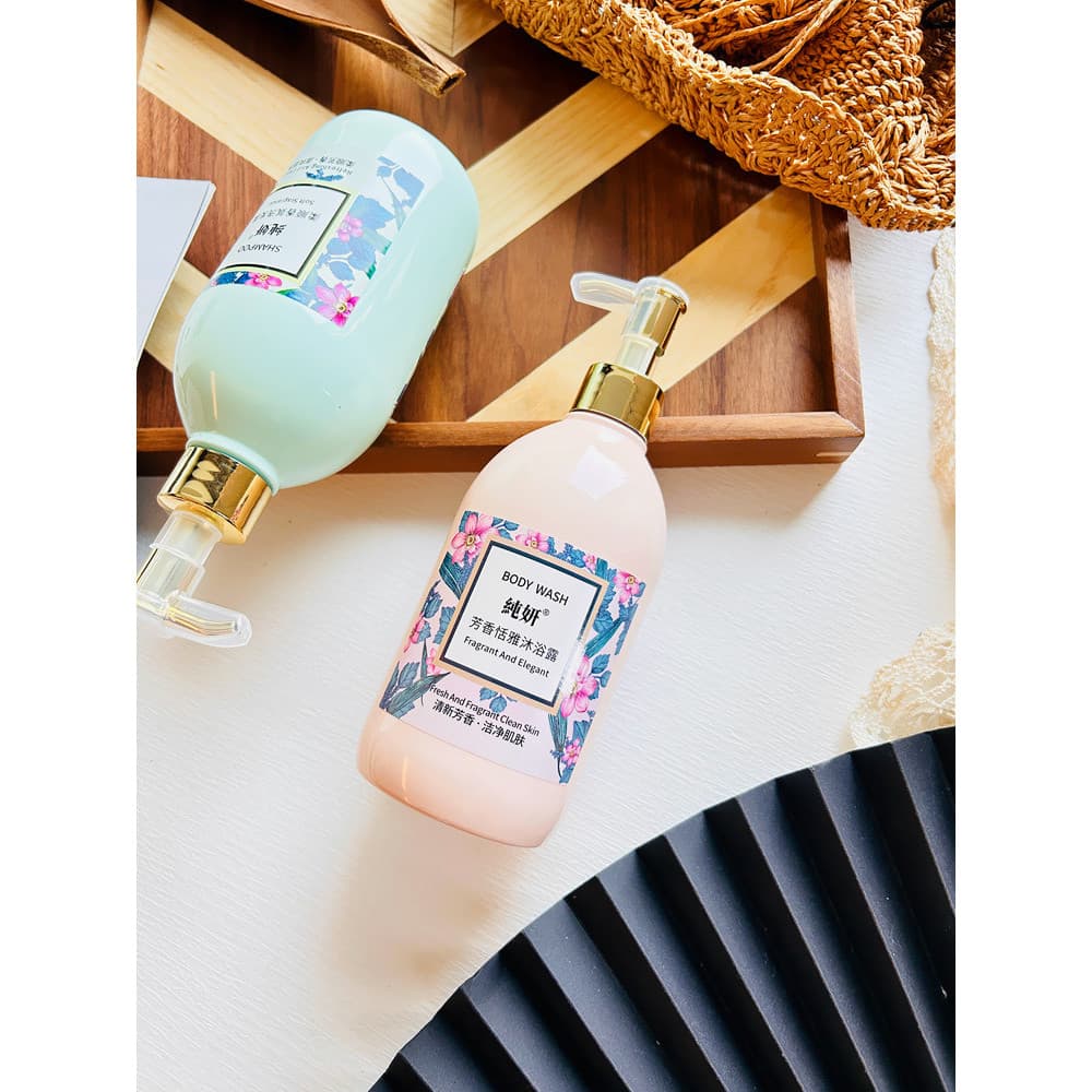Shampoo Gel de banho conjunto de duas peças fragrância de longa duração suavização melhorando a secura das mulheres dos