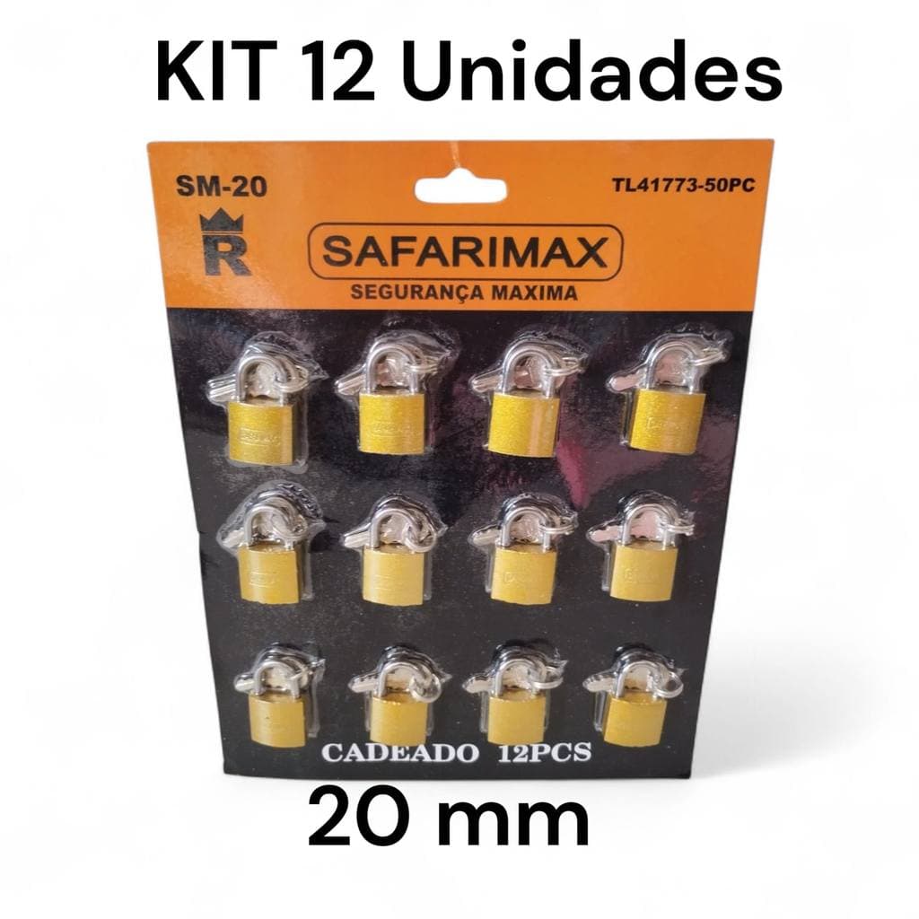 Cadeado 20mm Cartela 12 Unidades Acompanha 2 chaves