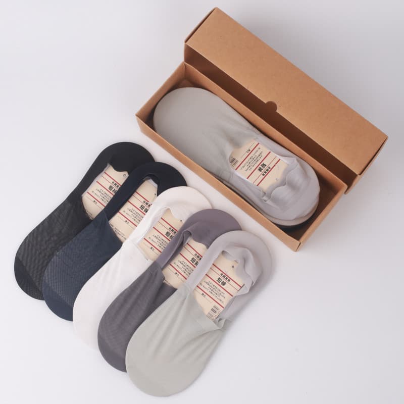 Muji meias masculinas barco meias antiderrapante calcanhar antiderrapante puro algodão baixo gelo seda meias verão femin
