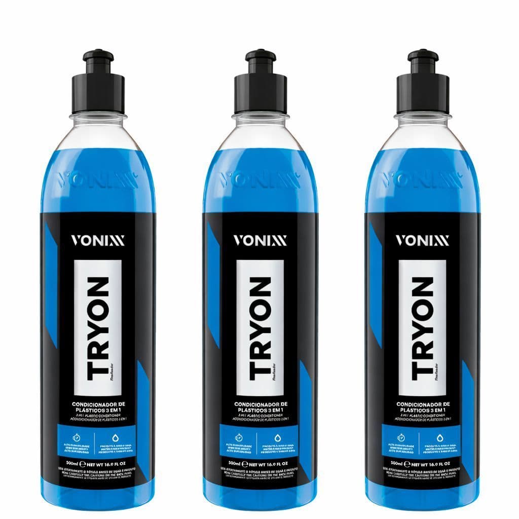 Kit 3 Tryon 500ml vonnix 3 em 1 Restaurador Plásticos Internos Externos e Borrachas