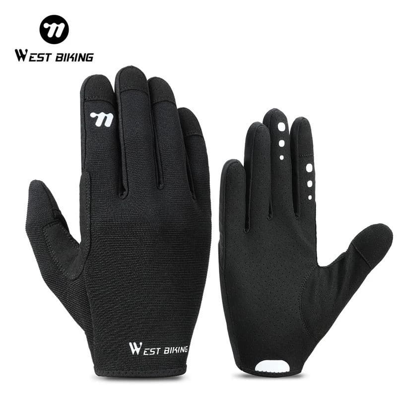 WEST BIKING Luvas de Ciclismo de Dedo Inteiro para Primavera e Outono, Luvas Respiráveis para Bicicleta de Estrada com T