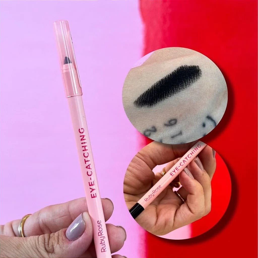 Kit 3/6 Lápis de Olho Preto Ruby Rose HB E2400 – Alta Pigmentação, Vegano, 12h Resistência à Água