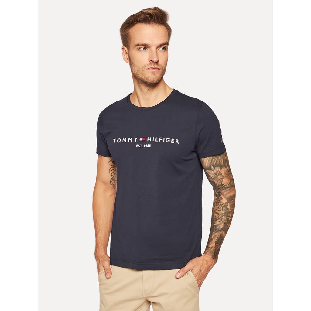 Camiseta Tommy Hilfiger Original Masculina Core Logo Tee Azul Marinho