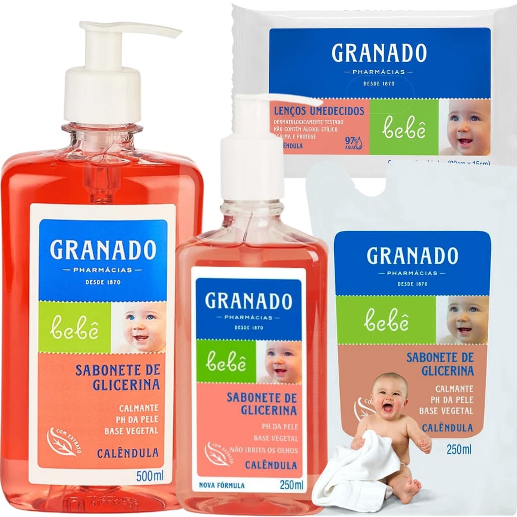 Kit Granado Calendula Lenços Umedecidos Bebê Glicerina Sabon