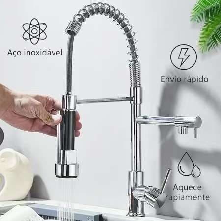 💧 Torneira de Cozinha Gourmet Premium Preto com Mixer Chuveiro Duo Spray e Bico Extraível