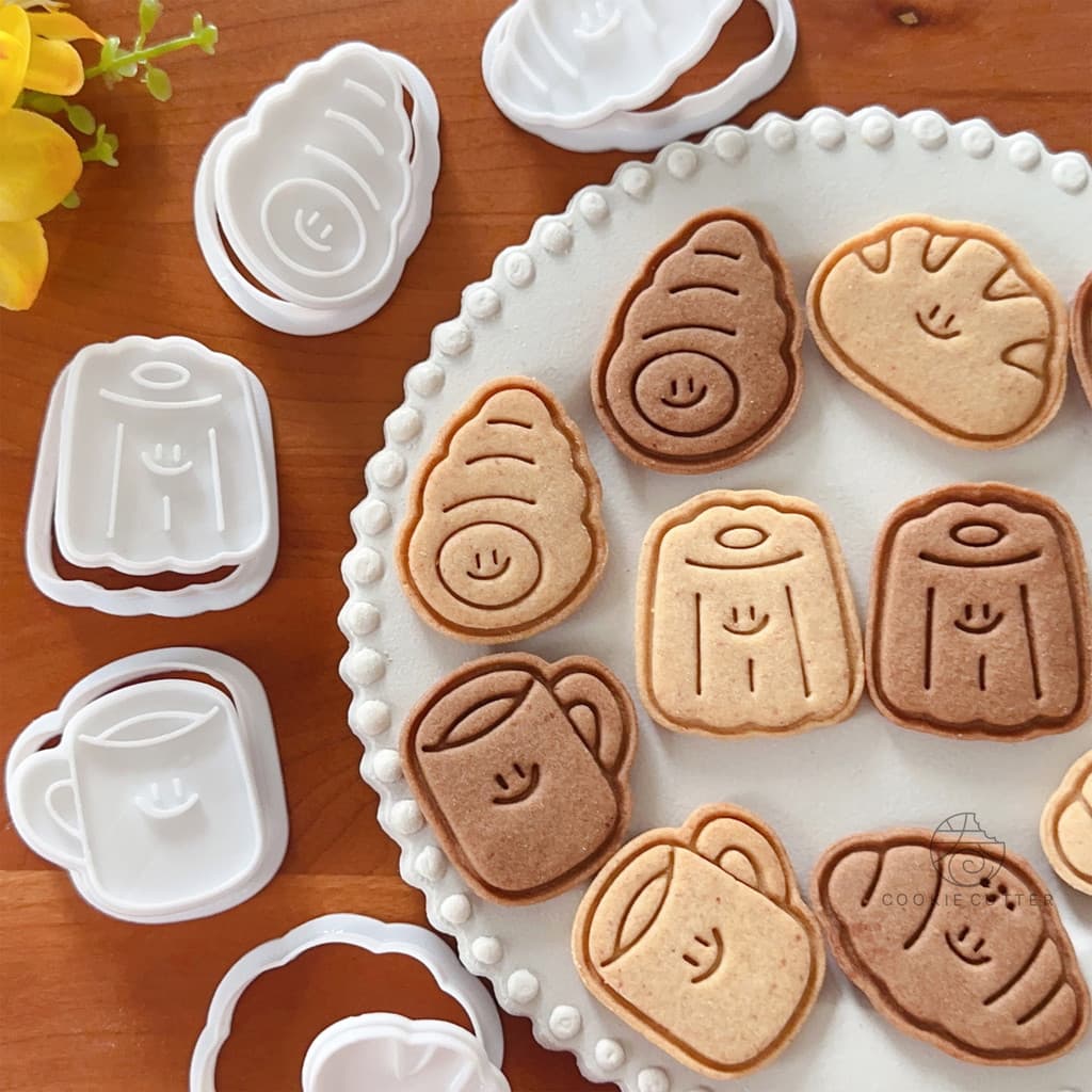Croissant japonês diy molde de biscoito rosto sorridente croissant biscoito Stamper pão dos desenhos animados pão cozido