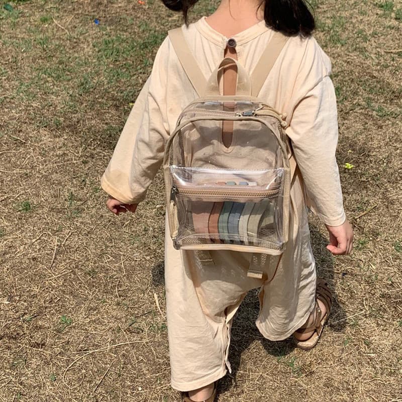 Versão coreana sacos infantis casuais simples PVC meninas transparente mochila meninas geléia mochila verão praia saco