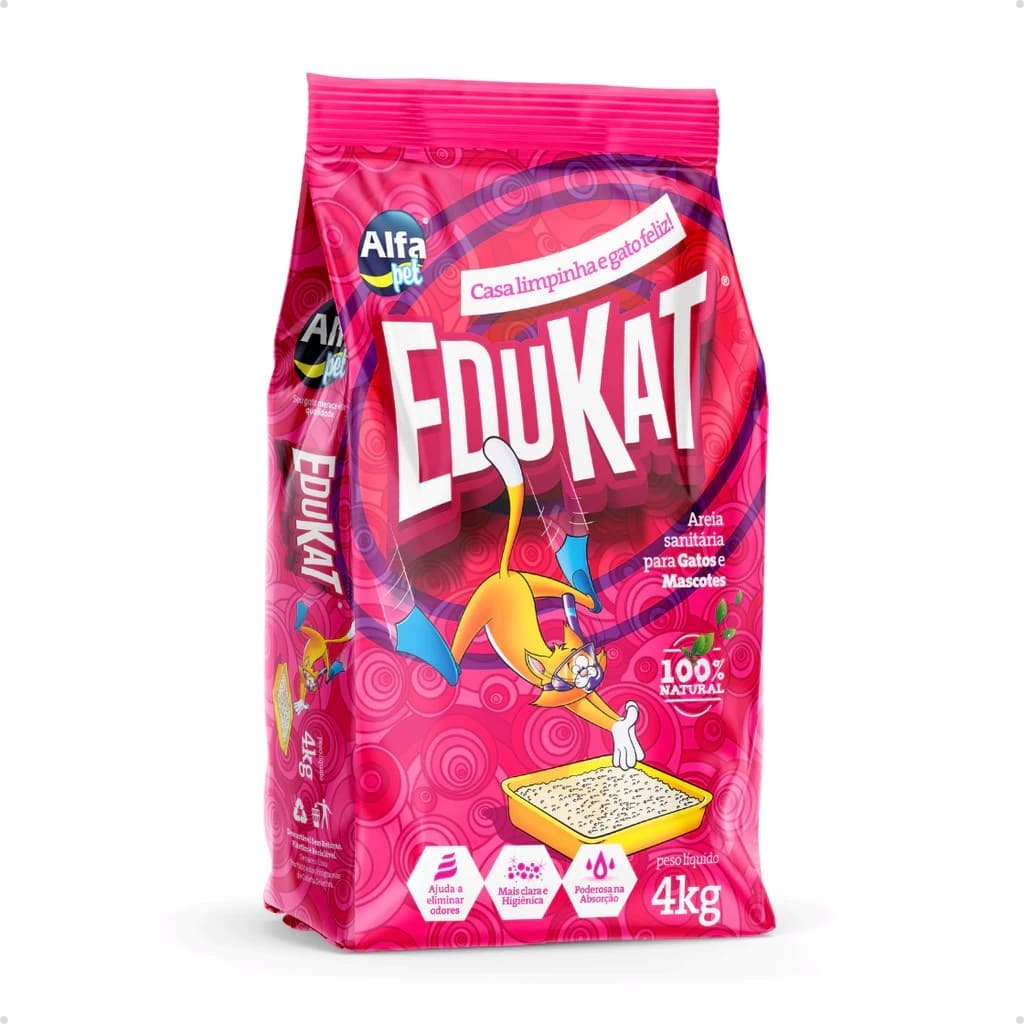 Areia Higiênica Para Gatos Edukat - 4 kg  Alfa Pet
