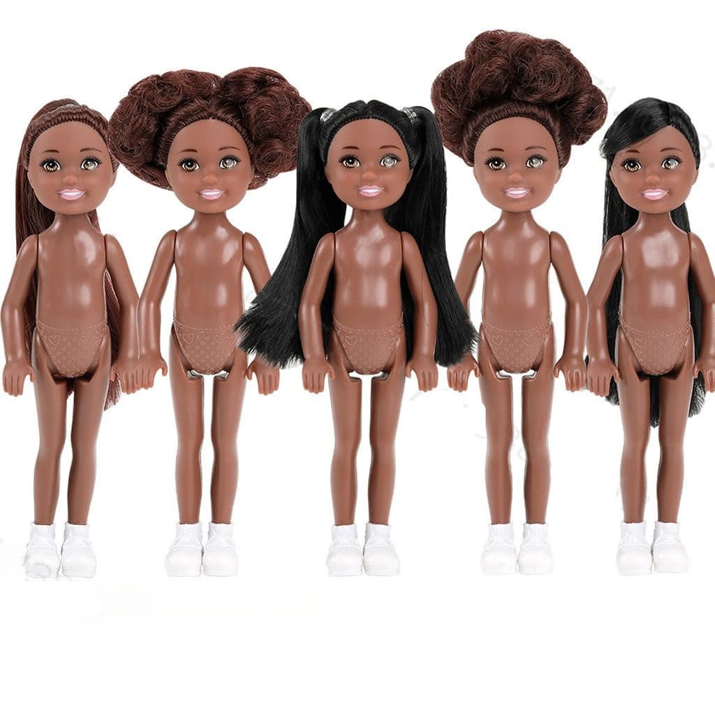 [DIY] Boneca pequena Kaili de 5 polegadas, boneca preta Chelsea de 12 cm, presente para o dia das crianças