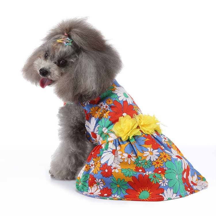Cross-Border Pet primavera verão vestido flor saia roupas para cães amor saia primavera verão gatinho filhote de cachorr