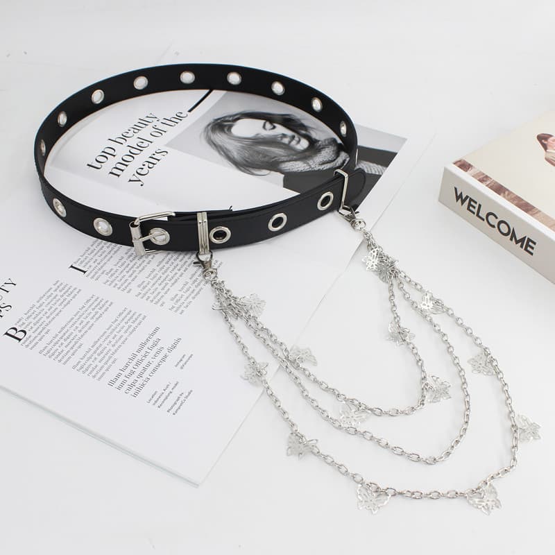 Cinto feminino ins legal borboleta corrente decoração estilo Punk na moda cintura corrente calças corrente com jk unifor