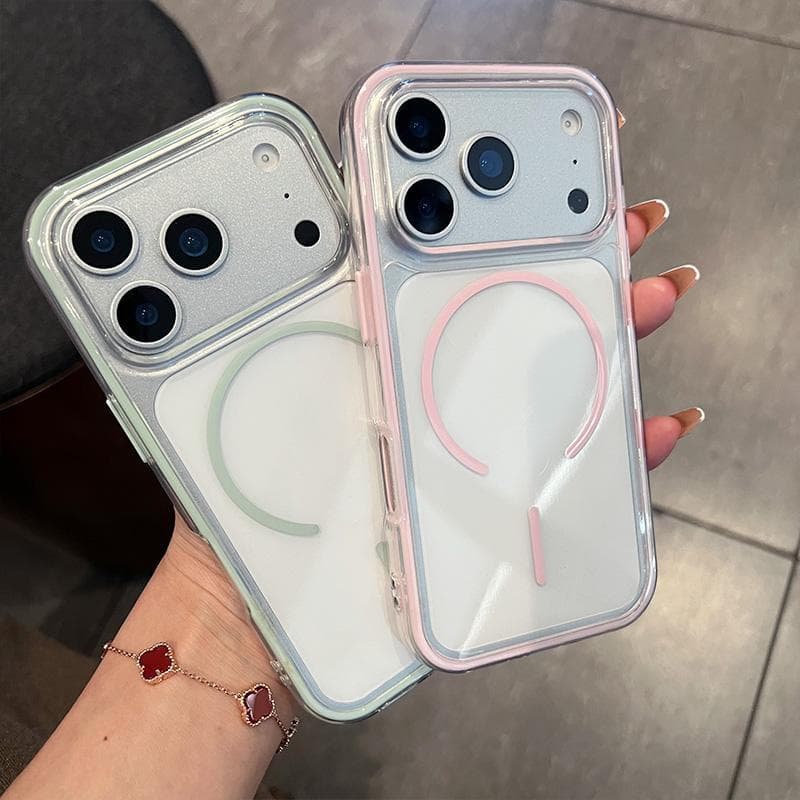 Luxo 2-Em-1 Caso À Prova De Choque Para IPhone 13 14 15 16 17 Ar Pro Max Magsafe Magnético Carga Sem Fio Telefone Capa