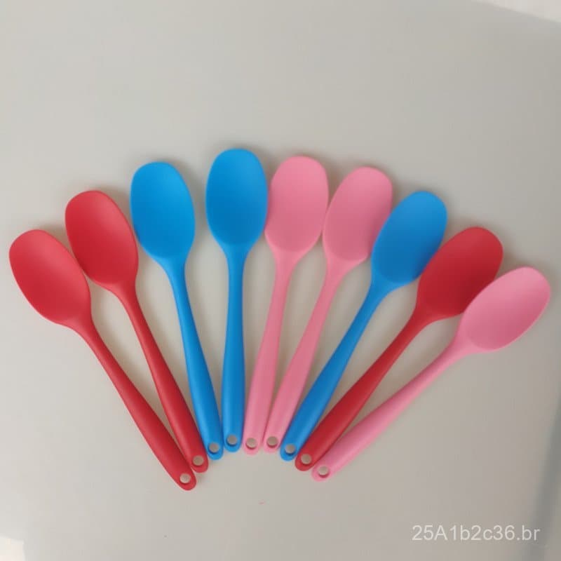 Colher de silicone, colher pequena para sopa, colher antiaderente para salada, concha para sopa, colher para arroz, colh