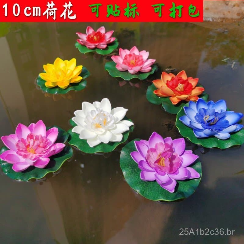 Flor de lótus artificial de 10cm, flor artificial para decoração de lagos e aquários, flor eterna, nenúfar artificial, l