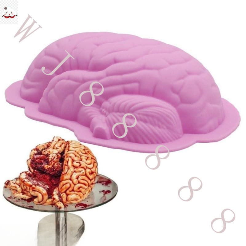 Molde De Silicone Cerebral BLUEVELVET1 , Bolo De Cérebro Humano Assustador Rosa , Peças De Corpo 3D Em Forma
