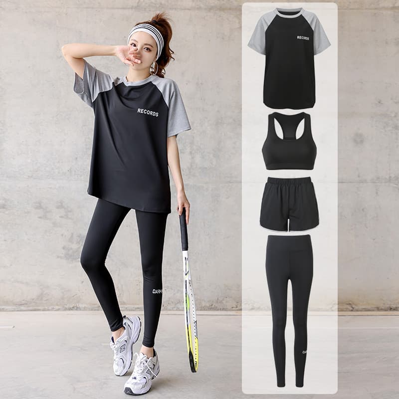 Yoga terno de Fitness feminino verão novo estilo tamanho grande solto manga curta capa barriga mais magro olhar Shorts d