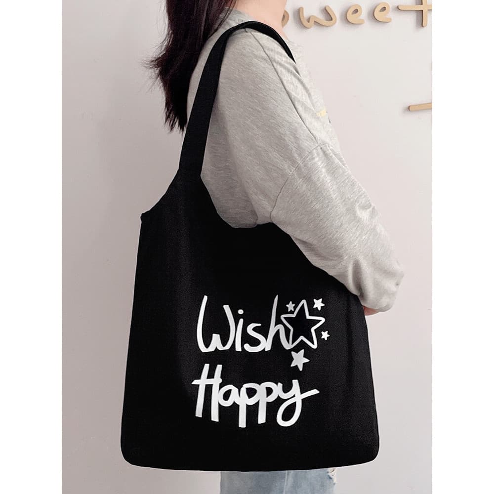 Bolsa de lona feminina trabalho Commuter grande capacidade preto Tutorial bolsa de ombro Tote pano estudante 2026 novo e