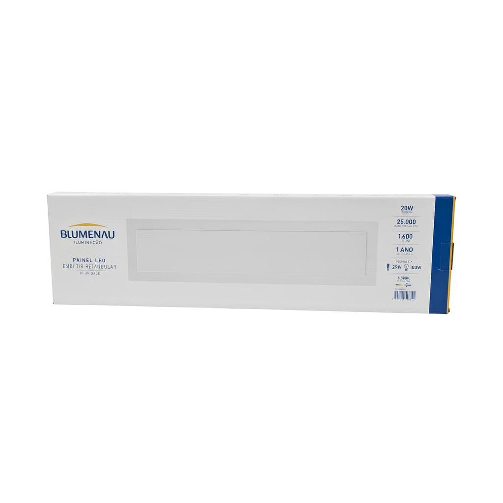 Painel Led Slim Embutir Retangular 62x15cm 20W 6500K Blumenau Economico