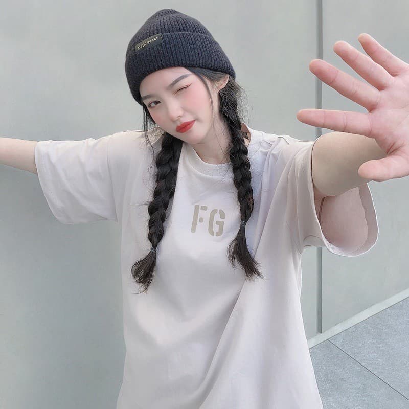 American Street Wear FOG Summer Letter Main Line FG Reunindo Padrão Gola Redonda Manga Curta High Street Meia Manga Cami