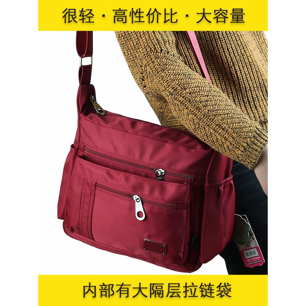 Bolsa feminina de pano de Nylon brilhante, leve, viagem, grande capacidade, Diagonal, bolsa feminina, bolsa de pano para