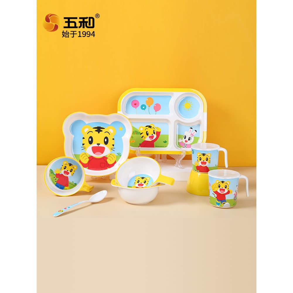 Wuhe Qiaohu talheres tigela infantil prato de jantar do bebê compartimento prato suplemento alimentar do bebê tigela dos